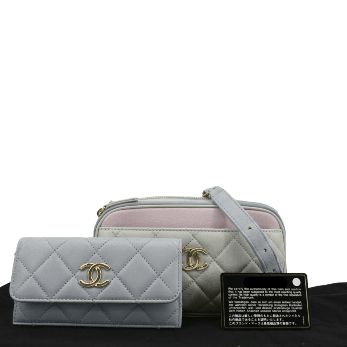 CHANEL CC Double Zip Quilted Leather Tri-Color Belt Bag Pink