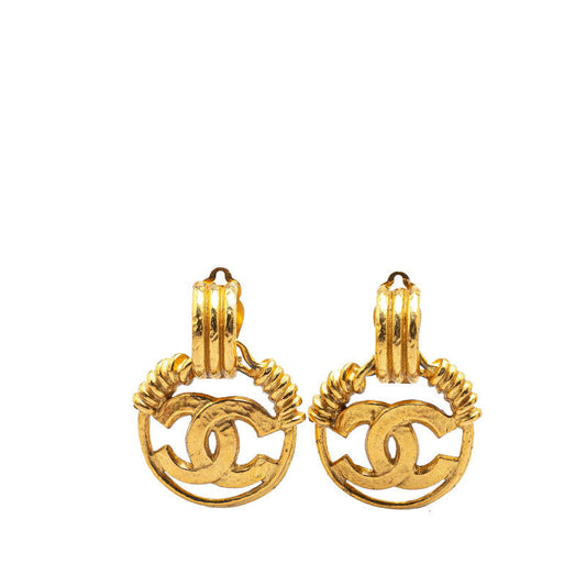 Chanel Vintage Coco Mark Earrings Gold