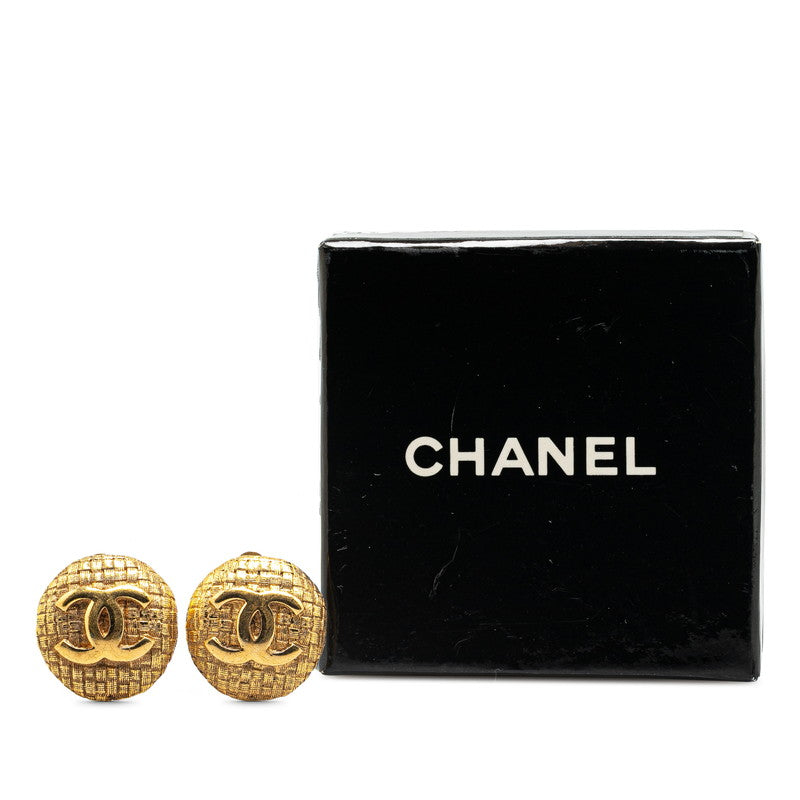 Chanel Vintage Coco Mark Gold Earrings