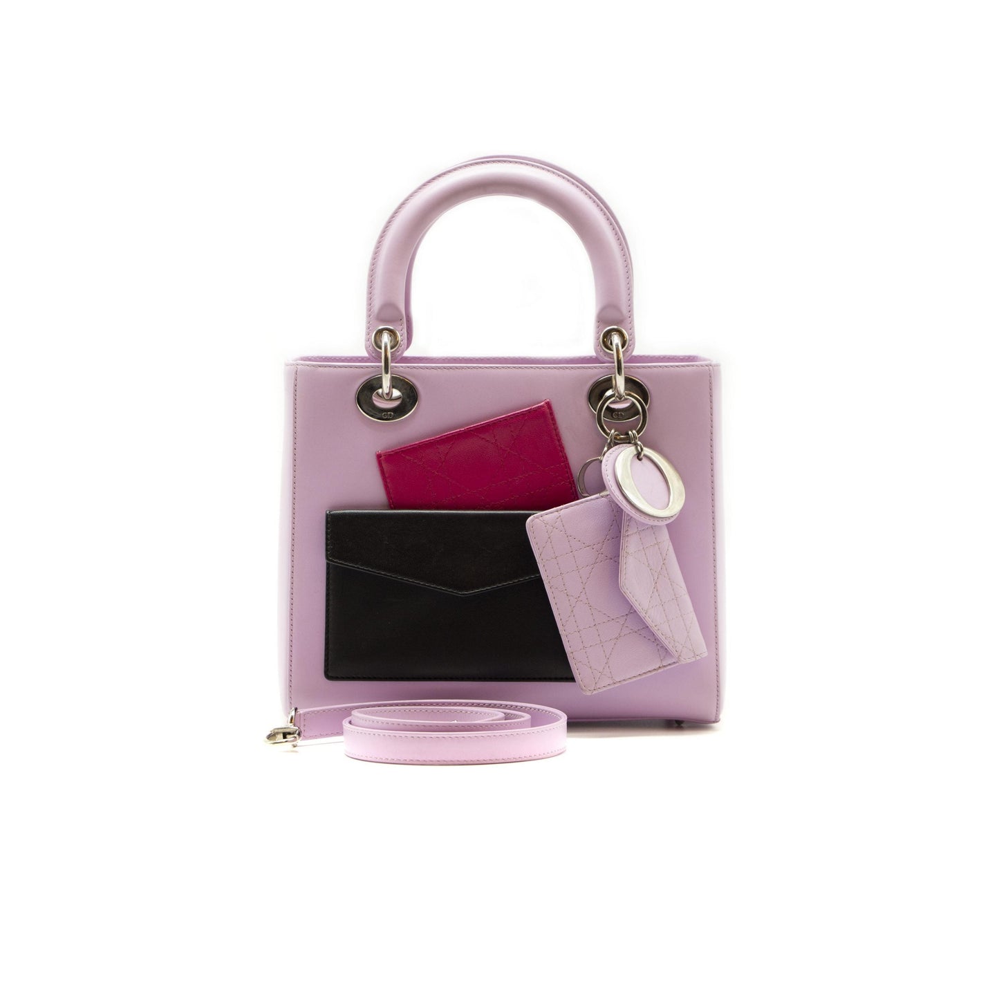 Luxury Dior Lady Le Patch Pocket Lavender Leather Medium Tote