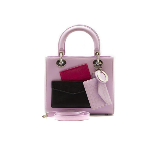Luxury Dior Lady Le Patch Pocket Lavender Leather Medium Tote