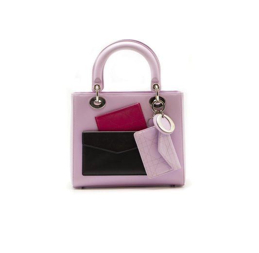 Luxury Dior Lady Le Patch Pocket Lavender Leather Medium Tote