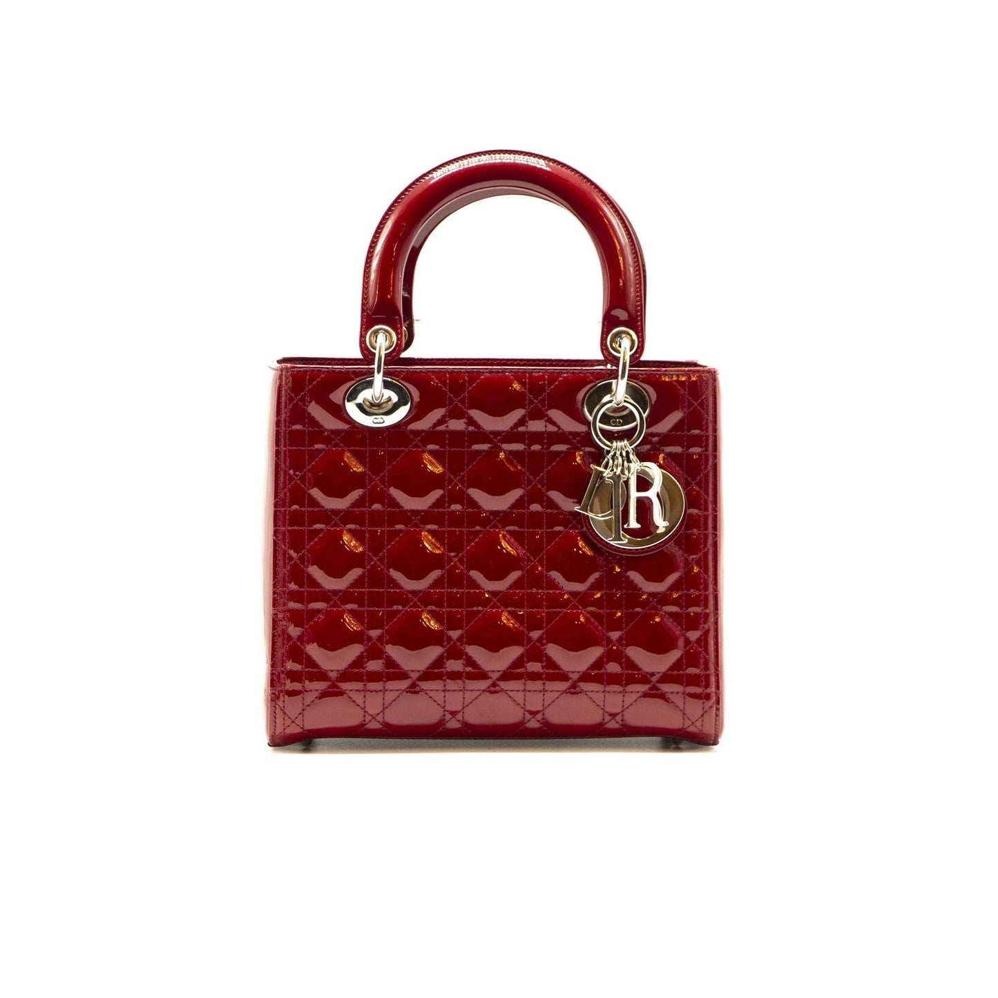 Luxury Dior Rouge Patent Cannage Quilted Leather Medium Lady Luxury Dior Tote