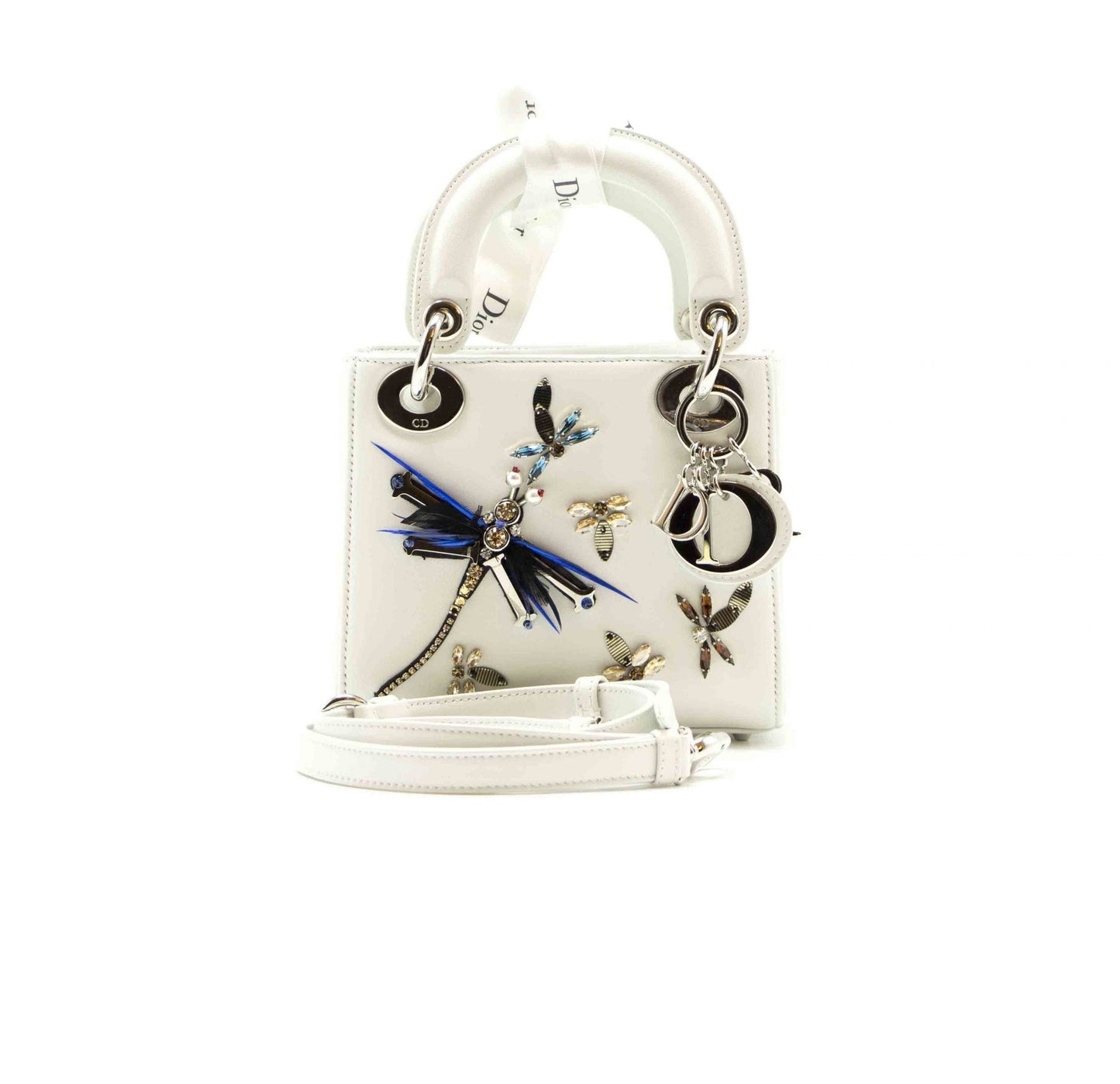 Luxury Dior White  Animal Embroidery Limited Edition Mini Lady Luxury Dior Tote
