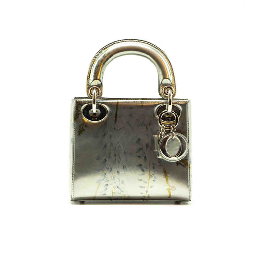 Luxury Dior Silver Flora Print Leather Mini Lady Luxury Dior Tote