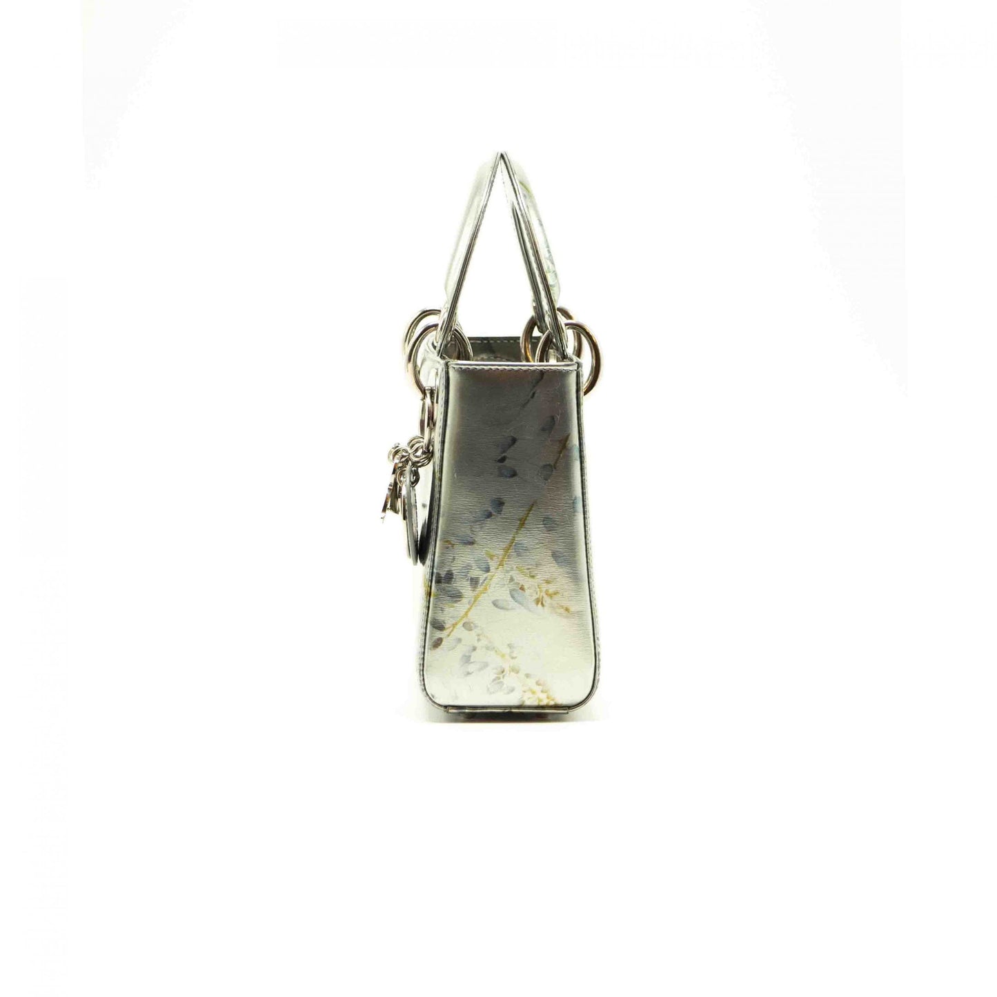 Luxury Dior Silver Flora Print Leather Mini Lady Luxury Dior Tote