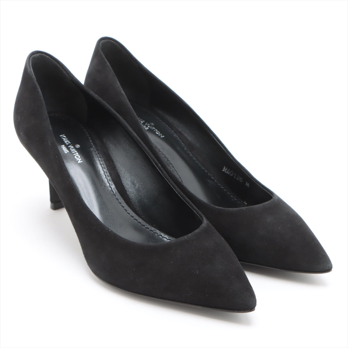 Louis Vuitton 16 Years Leather X Suede Pump 35 1/2  Black MA0126 LV Circle Logo