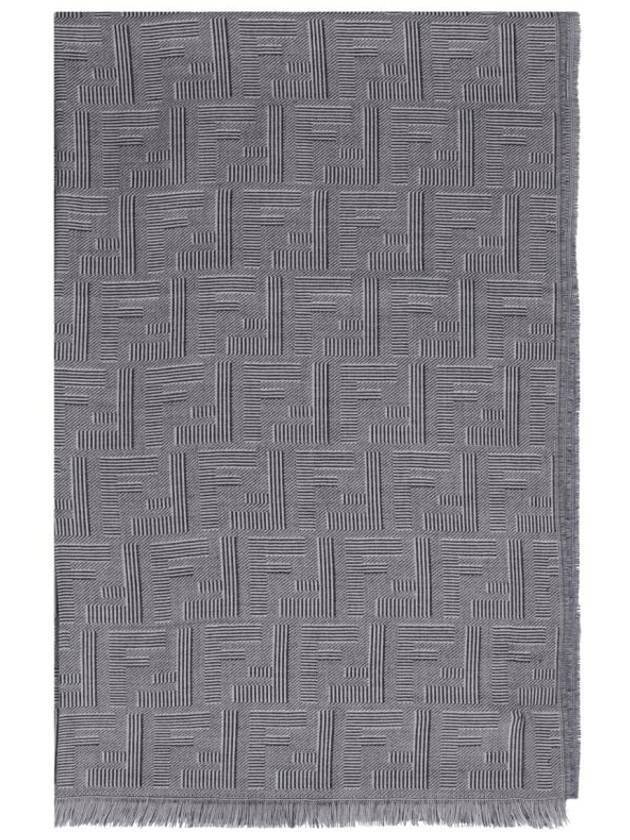 Luxury Fendi Men's All-Over Shadow Wool Silk Scarf Blue