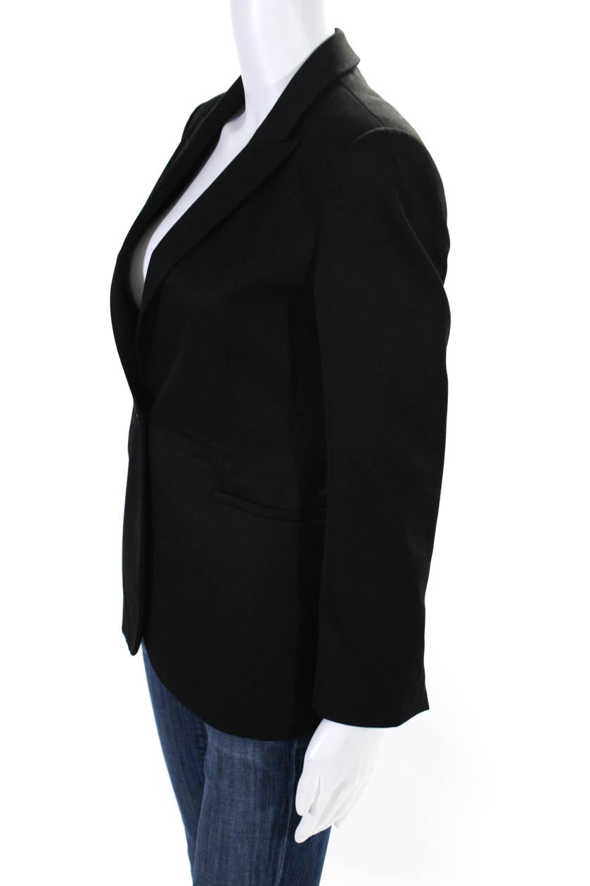 Gucci Womens Single Button Narrow Lapel Blazer Jacket Black Wool