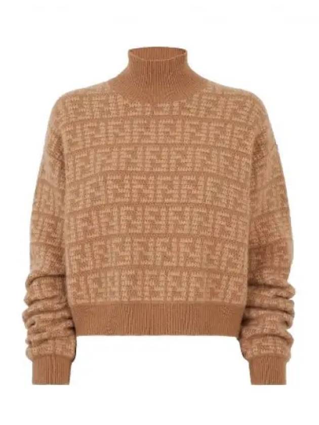 Luxury Fendi Cashmere Pullover Knit Top Brown