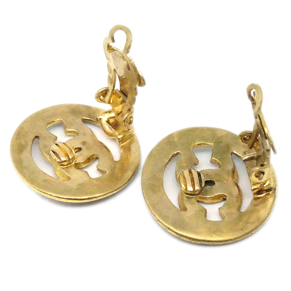 Luxury Chanel 1993 CC Cutout Round Earrings Small