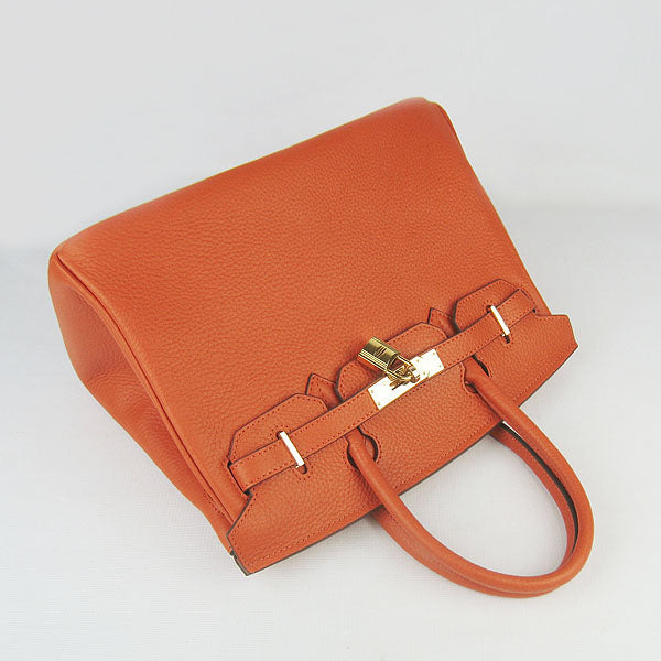 Luxury Hermes Birkin 30cm Togo Leather Handbags Orange Golden