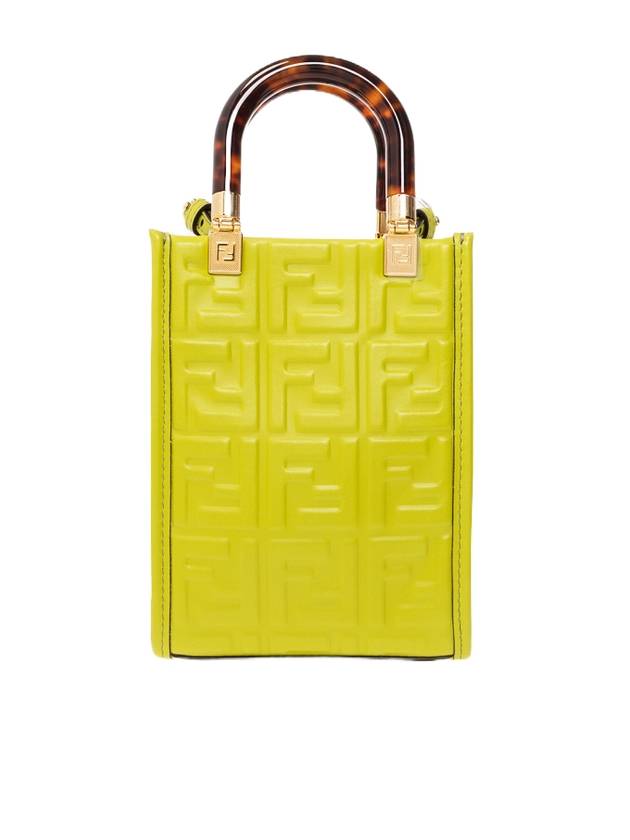 Luxury Fendi Sunshine Embossed Logo Leather Mini Cross Bag Green