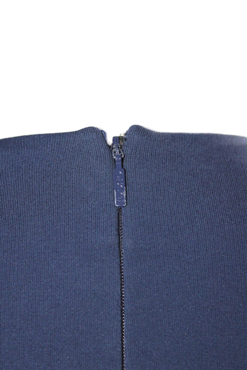 Gucci Womens V Neck Short Sleeves A Line Dress Navy Blue Red