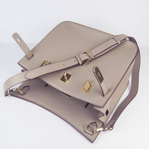 Luxury Hermes Leather Shoulder bag H6508 grey golden
