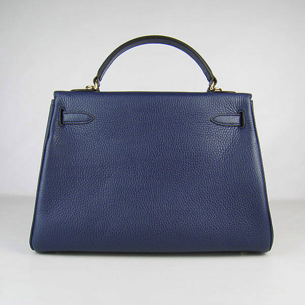 Luxury Hermes Kelly 32cm Togo Leather 6108 Dark Blue Golden