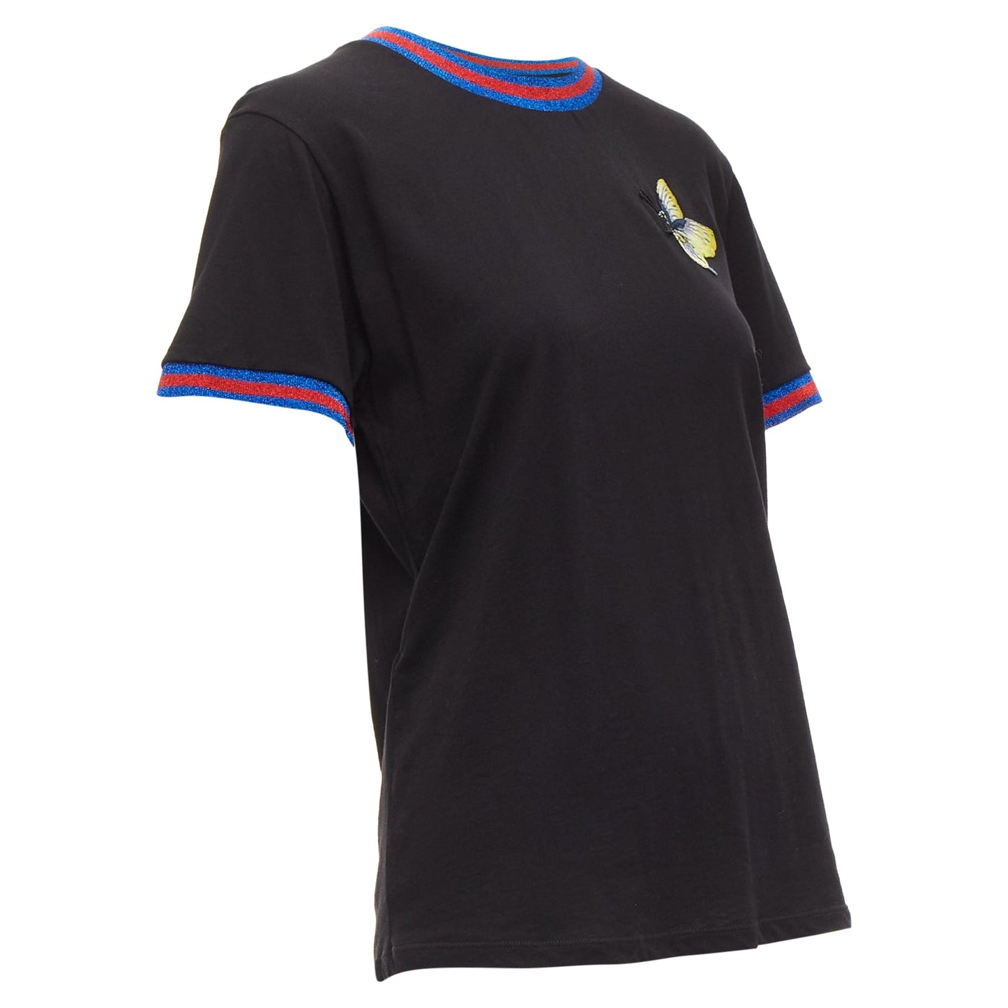 Gucci Butterfly Embroidery Patch Web Tshirt