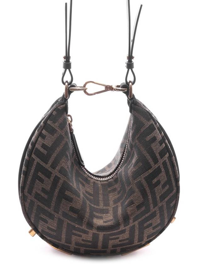 Luxury Fendi FF Jacquard Fabric Mini Cross Bag Brown