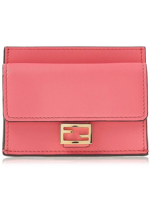 Luxury Fendi FF Baguette Flap Card Wallet Rosa