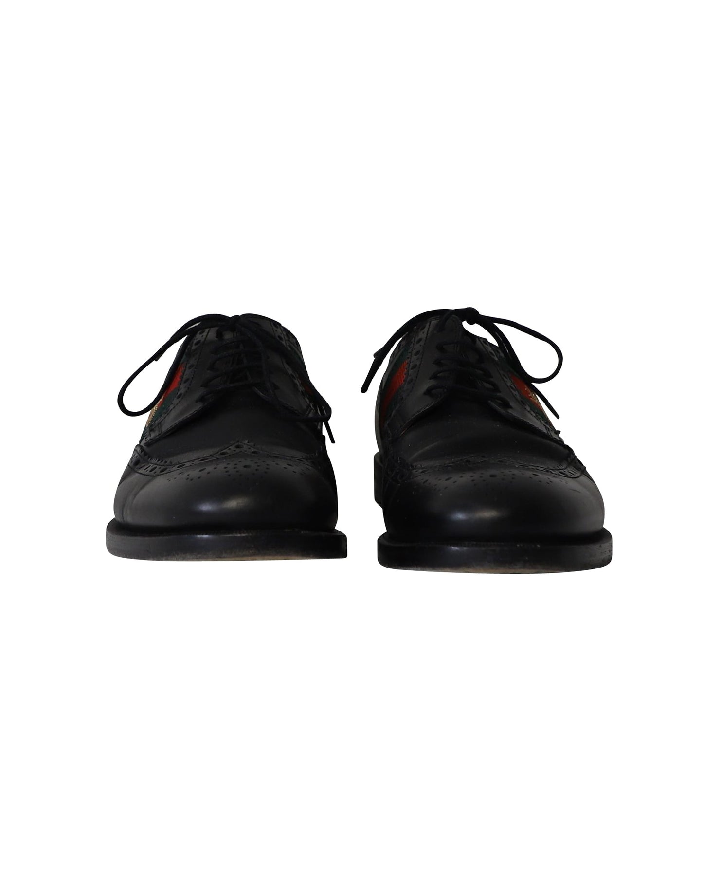 Luxury Gucci Trending 2025 Brogue Bee Web Detail Lace Up Oxfords in Black Leather