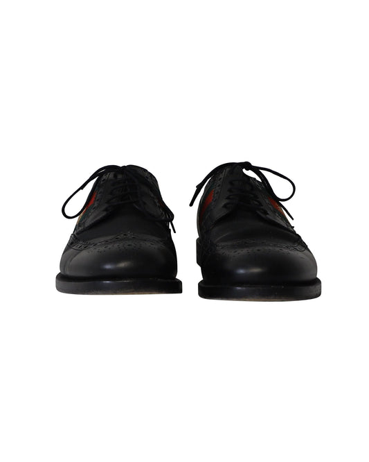 Luxury Gucci Trending 2025 Brogue Bee Web Detail Lace Up Oxfords in Black Leather