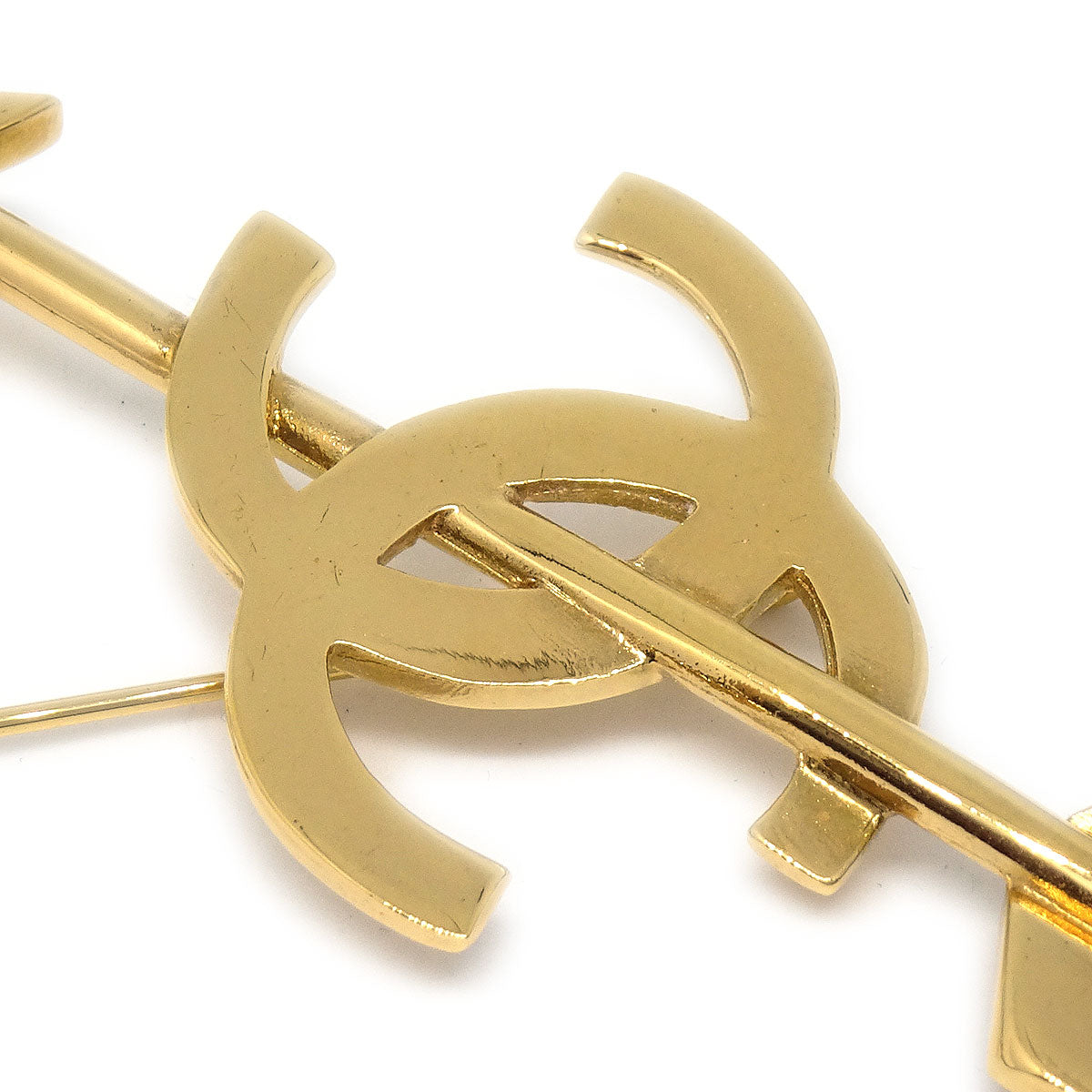 Luxury Chanel * 1994 CC And Arrow Brooch Pin Gold 29
