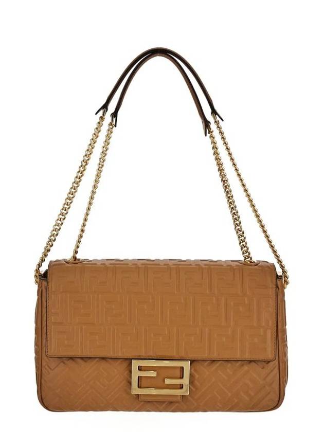 Luxury Fendi Baguette Chain Large Nappa Leather Shoulder Bag Brown