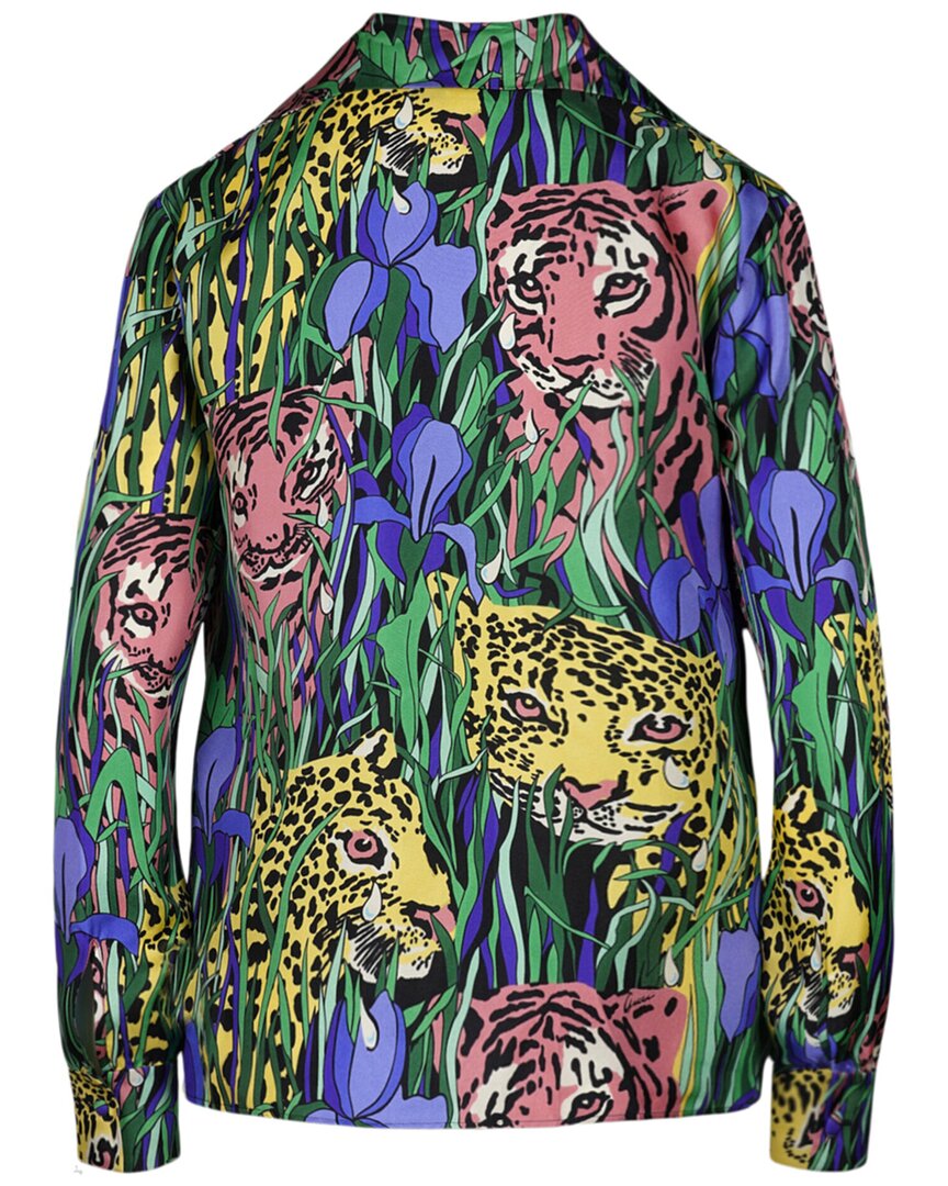 Luxury Gucci Trending 2025 Feline Garden Silk Top