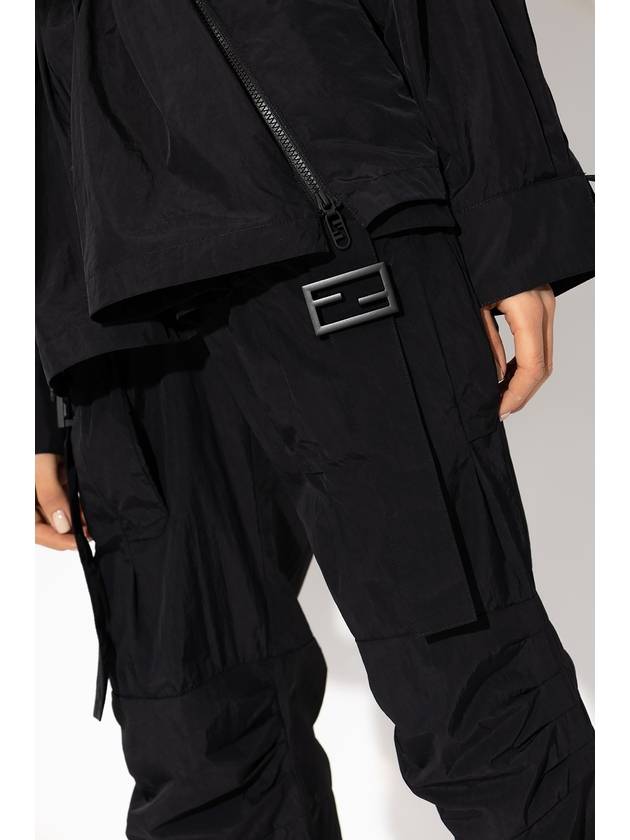 Luxury Fendi Women's Nylon Cargo Track Pants Black