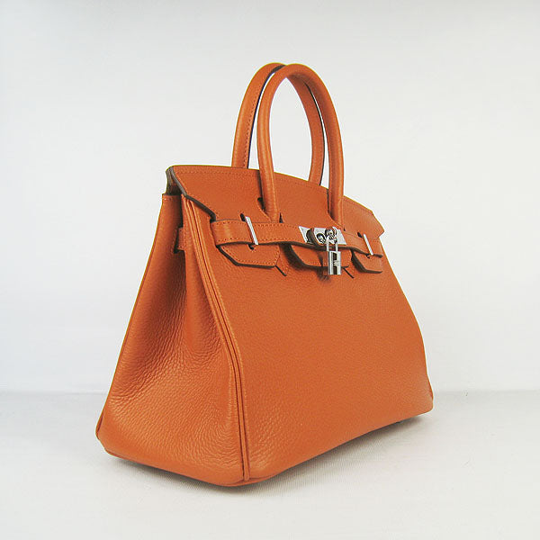 Luxury Hermes Birkin 30cm Togo Leather Handbags Orange Silver