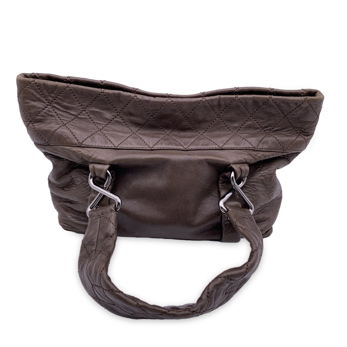 Luxury Chanel Brown Leather Sticth Mademoiselle 8 Knots Tote Bag