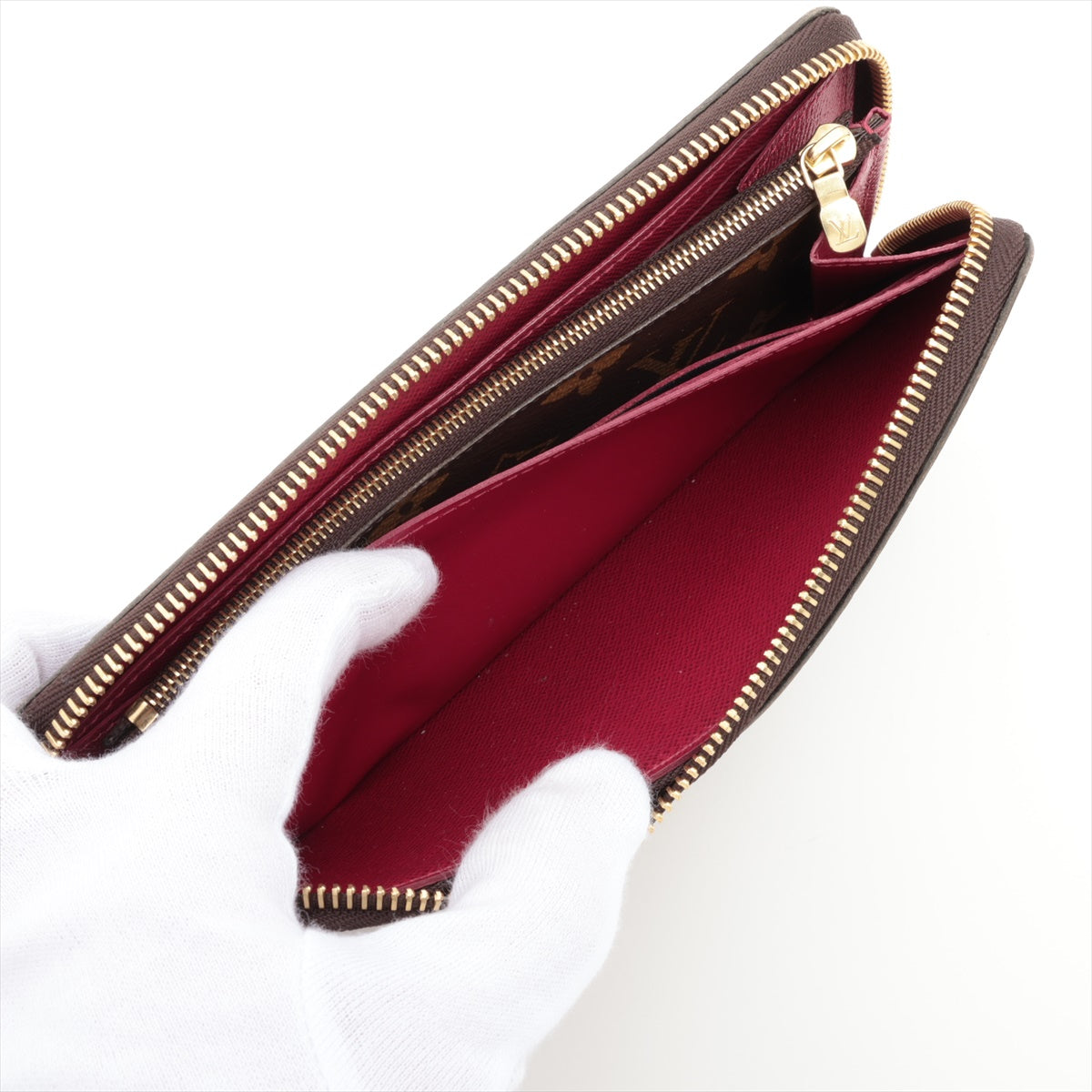 Louis Vuitton Monogram Portefolio Claimance M60742 Fuchsia Pink Round  Wallet