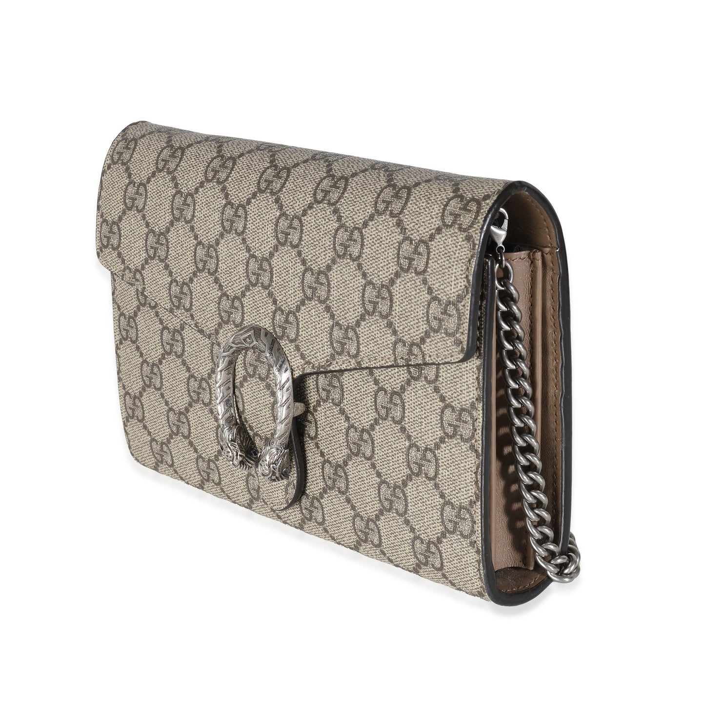 Luxury Gucci Trending 2025 Beige GG Supreme Dionysus Chain Wallet