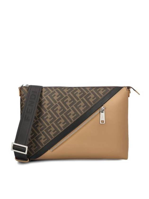 Luxury Fendi Men's FF Logo Diagonal Messenger Bag Brown