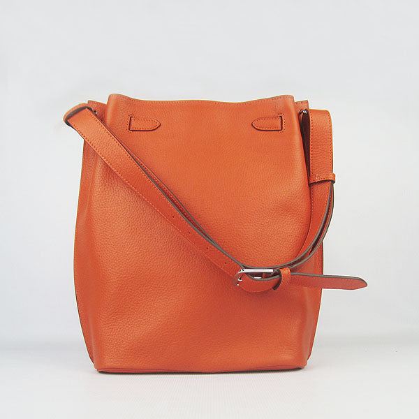 Luxury Hermes Nappa Leather Shoulder Bag H2804 orange Silver