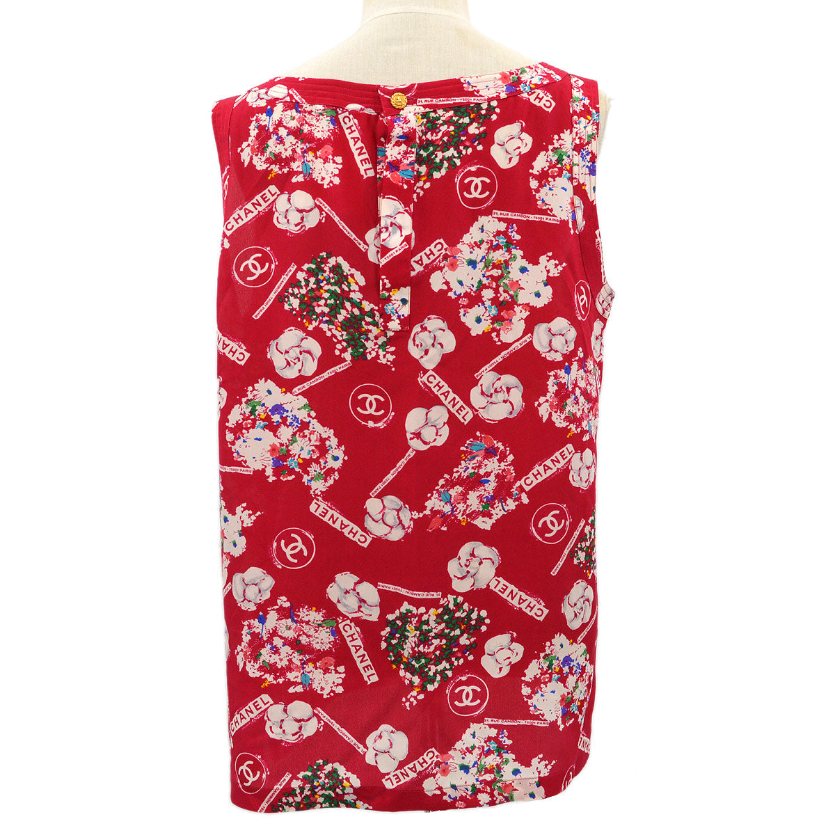 Luxury Chanel Spring 1986 camellia print silk tank top #44