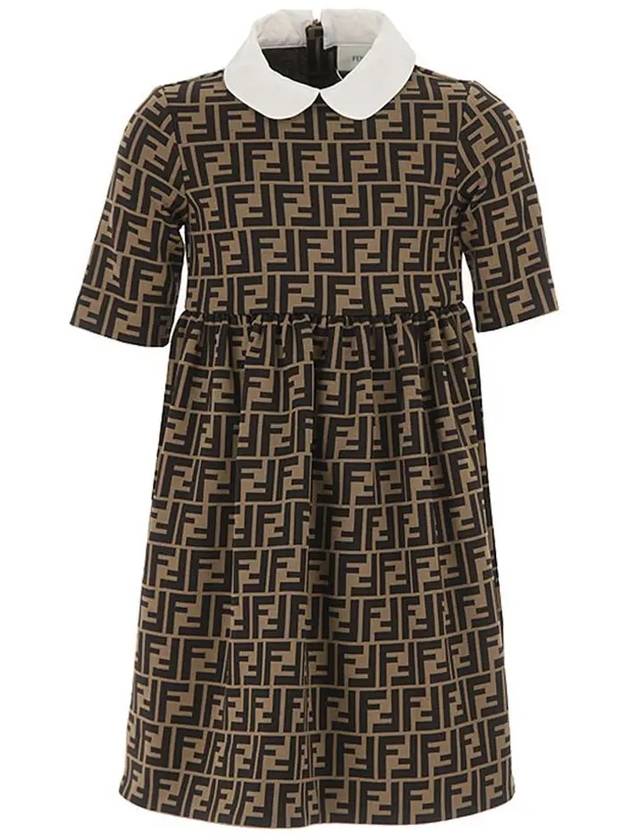 Luxury Fendi Kids Pullover Logo Dress Brown