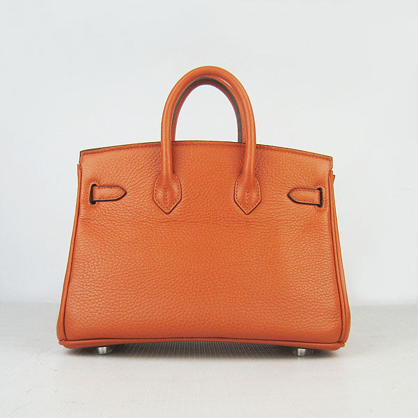 Luxury Hermes Birkin 25cm Handbag 6068 orange silver