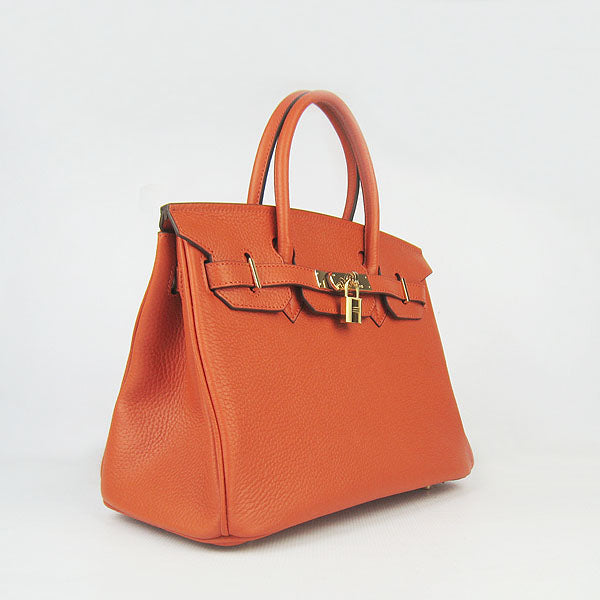 Luxury Hermes Birkin 30cm Togo Leather Handbags Orange Golden