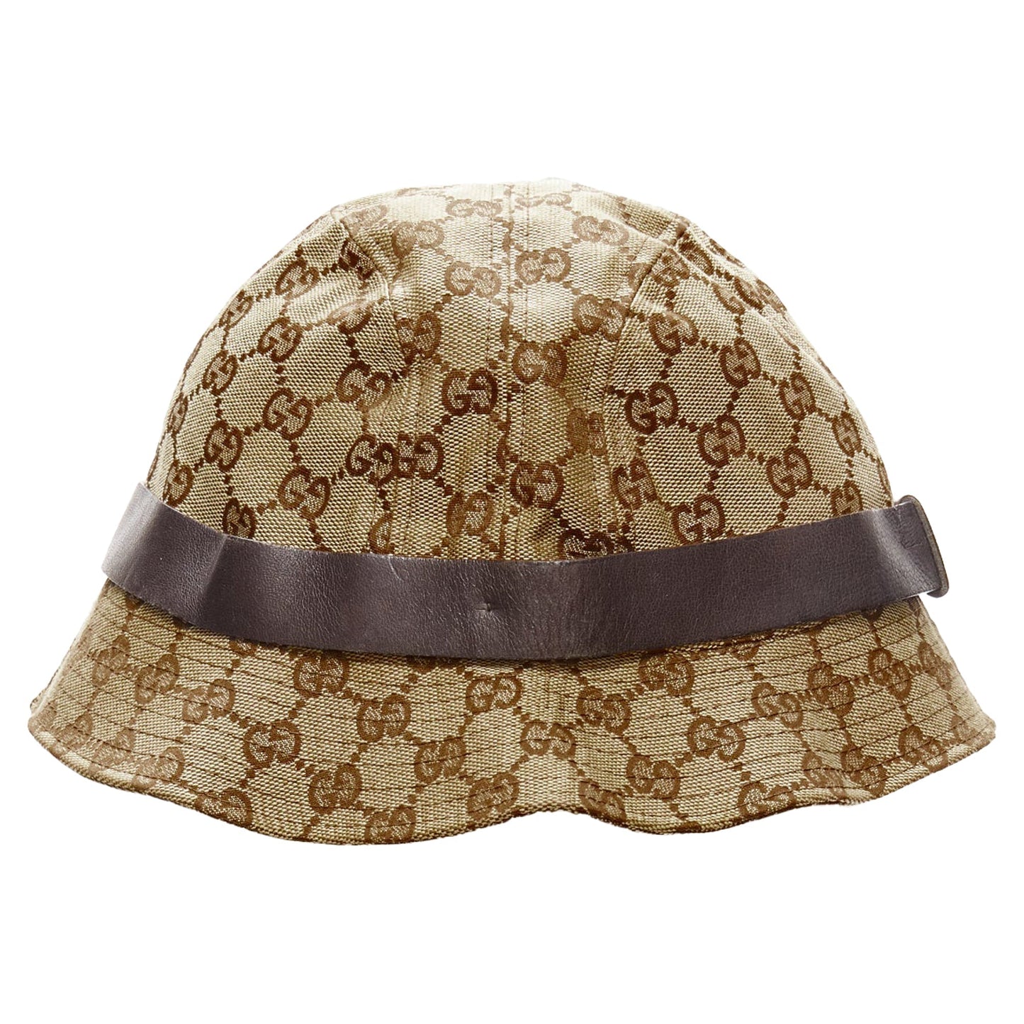 Gucci GG monogram leather trim bucket hat