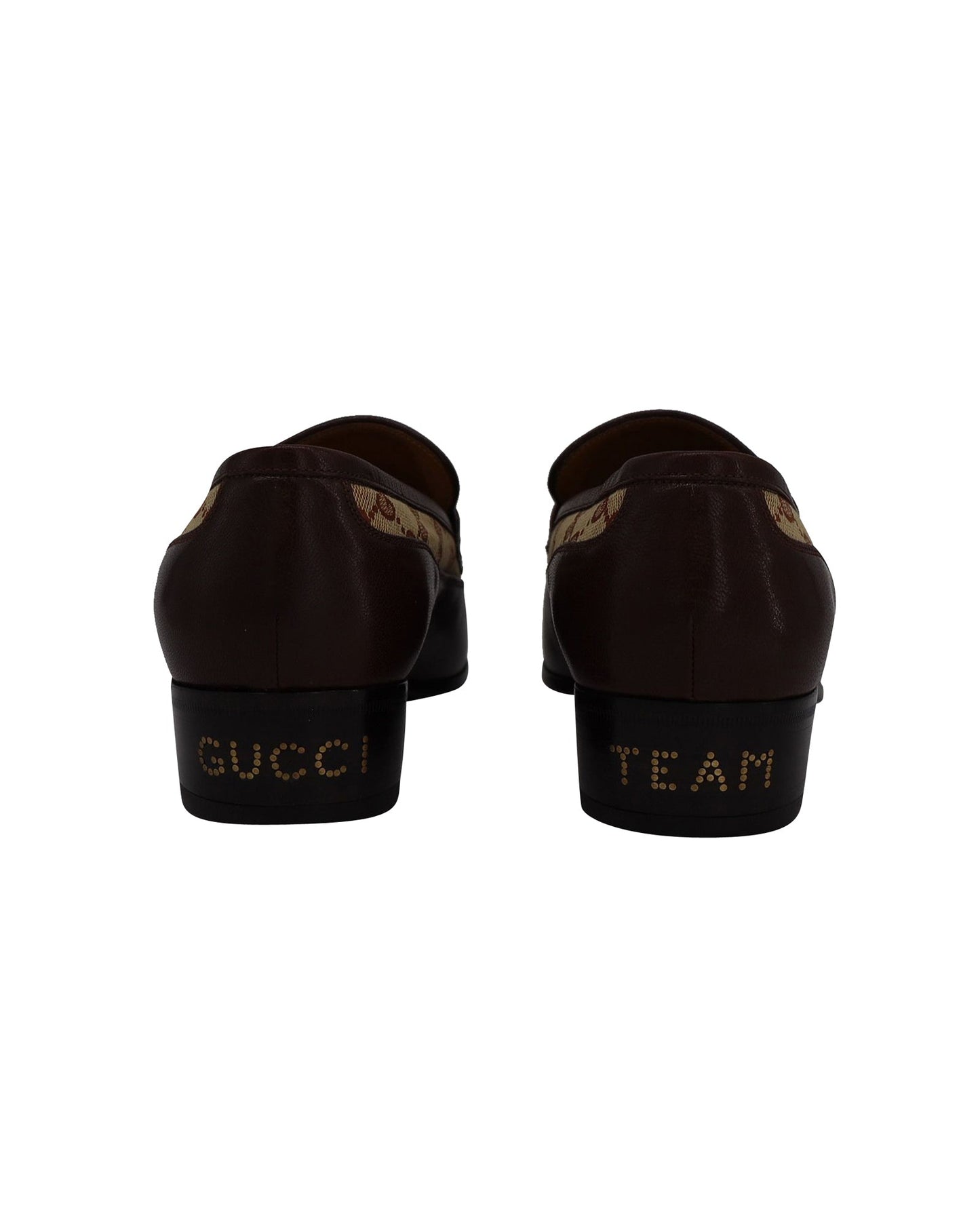 Gucci Printed Monogrammed Coated-Canvas Loafers in Brown Leather