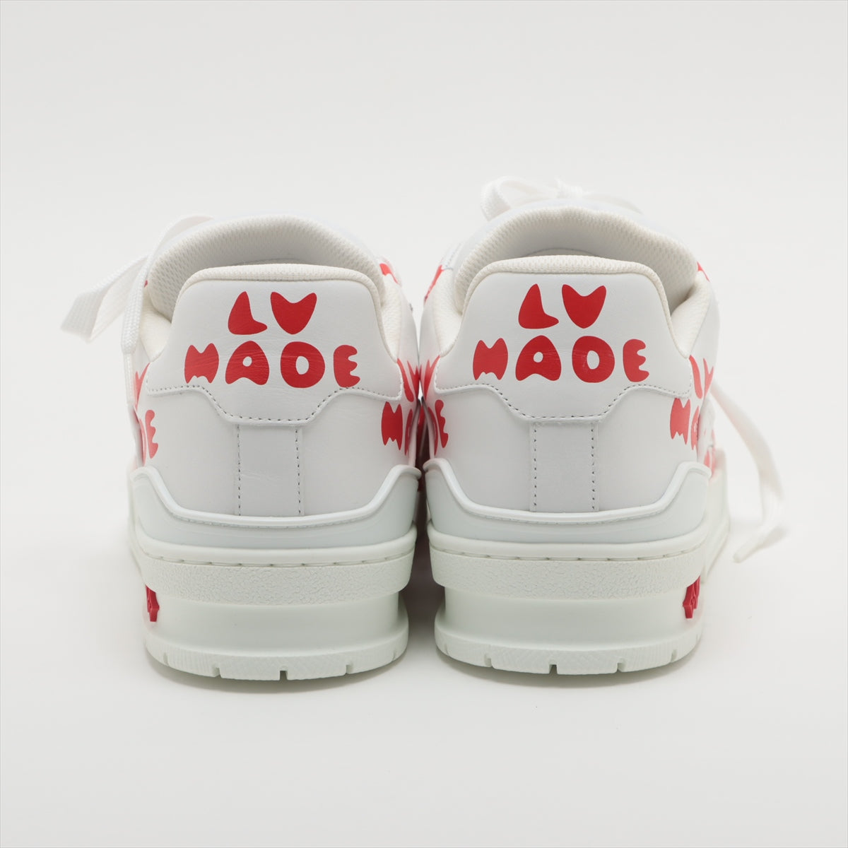 Louis Vuitton  NIGO LV Trainer Line 21 years Leather × Fabric Snickers 4 Unisex Red × White FD0291 LV Logo