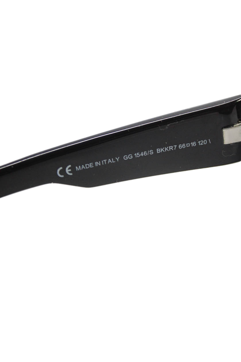 Gucci Womens Silver Tone Square Frame Pull On Sunglasses Black GG1546/S