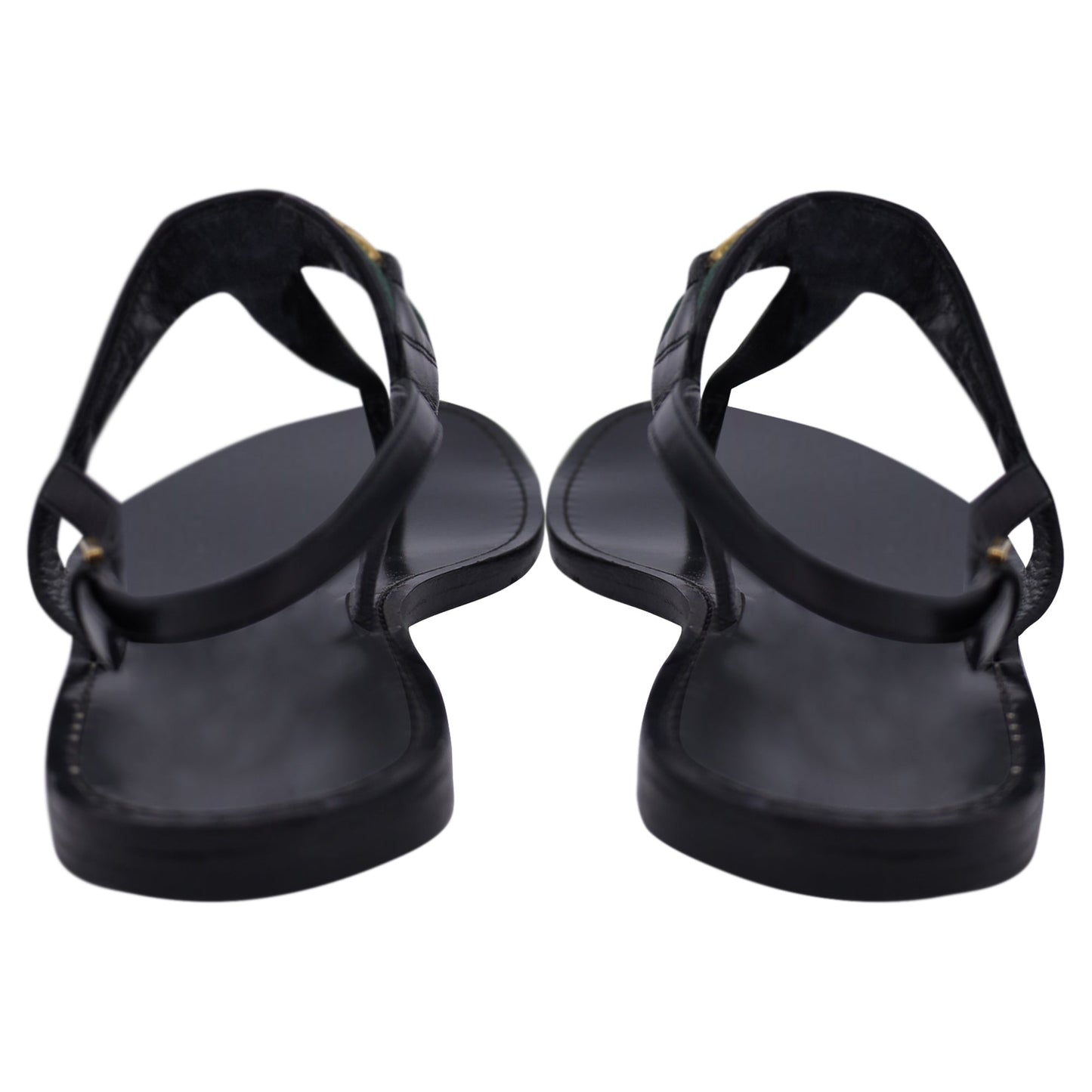 Gucci Interlocking G Web Sandals in Black Leather