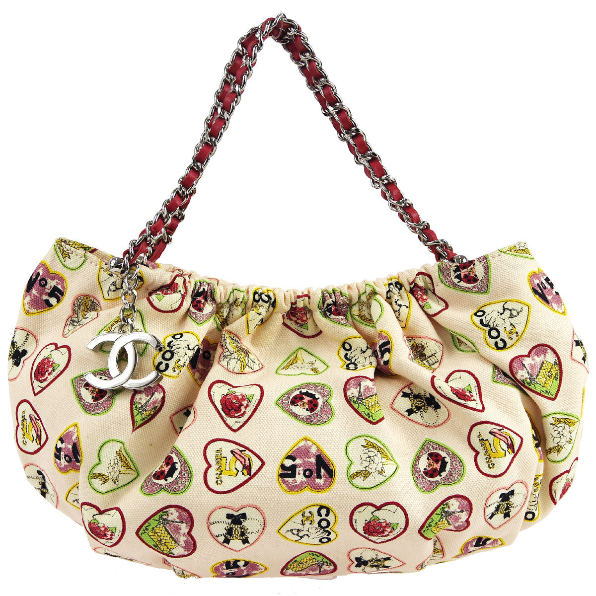 Luxury Chanel Pink Canvas Valentine Handbag