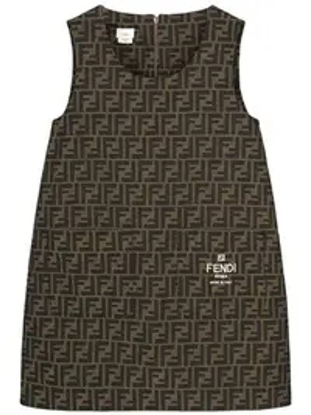 Luxury Fendi Kids All Over FF Print Dress Brown