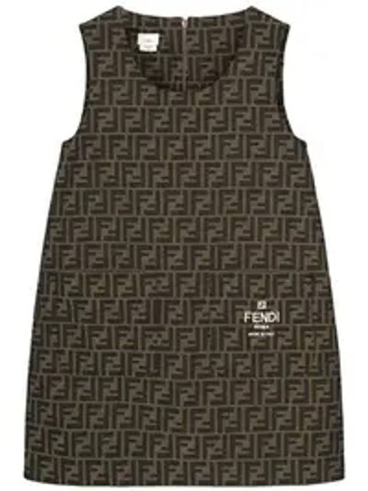 Luxury Fendi Kids All Over FF Print Dress Brown