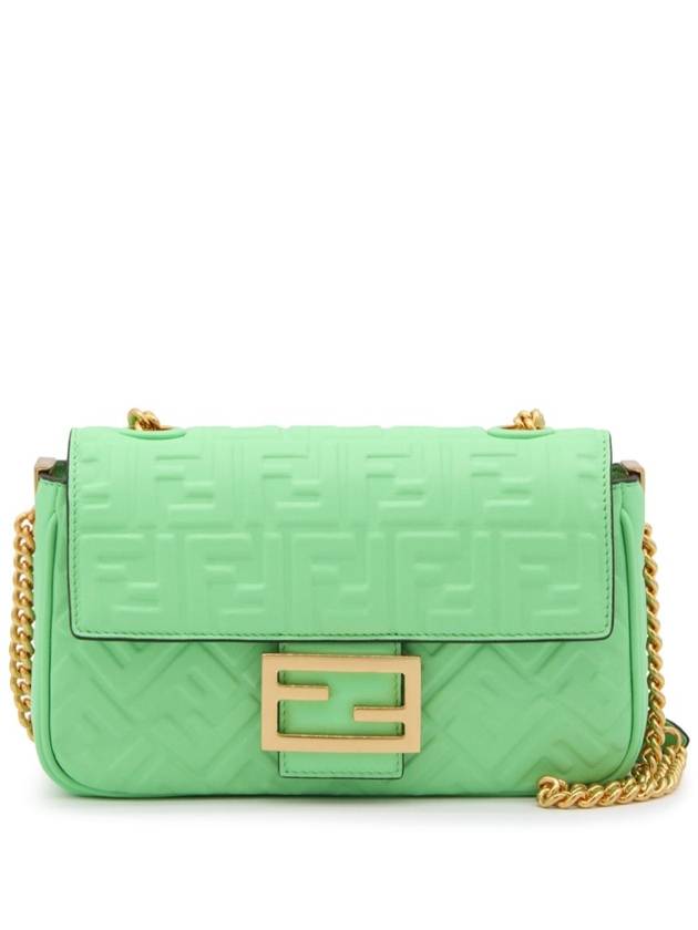 Luxury Fendi Baguette Medium Nappa Leather Chain Shoulder Bag Green