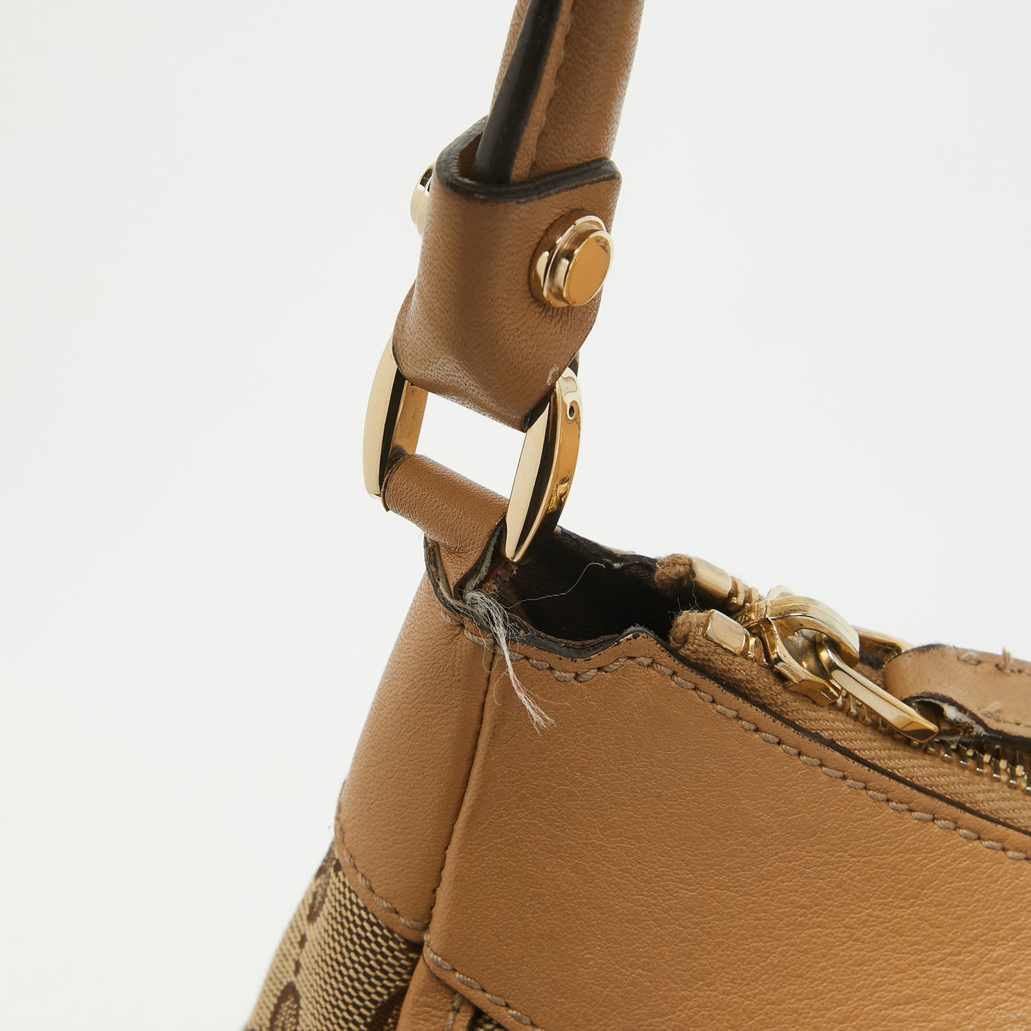 Gucci Beige Gg Canvas And Leather Abbey D-Ring Shoulder Bag