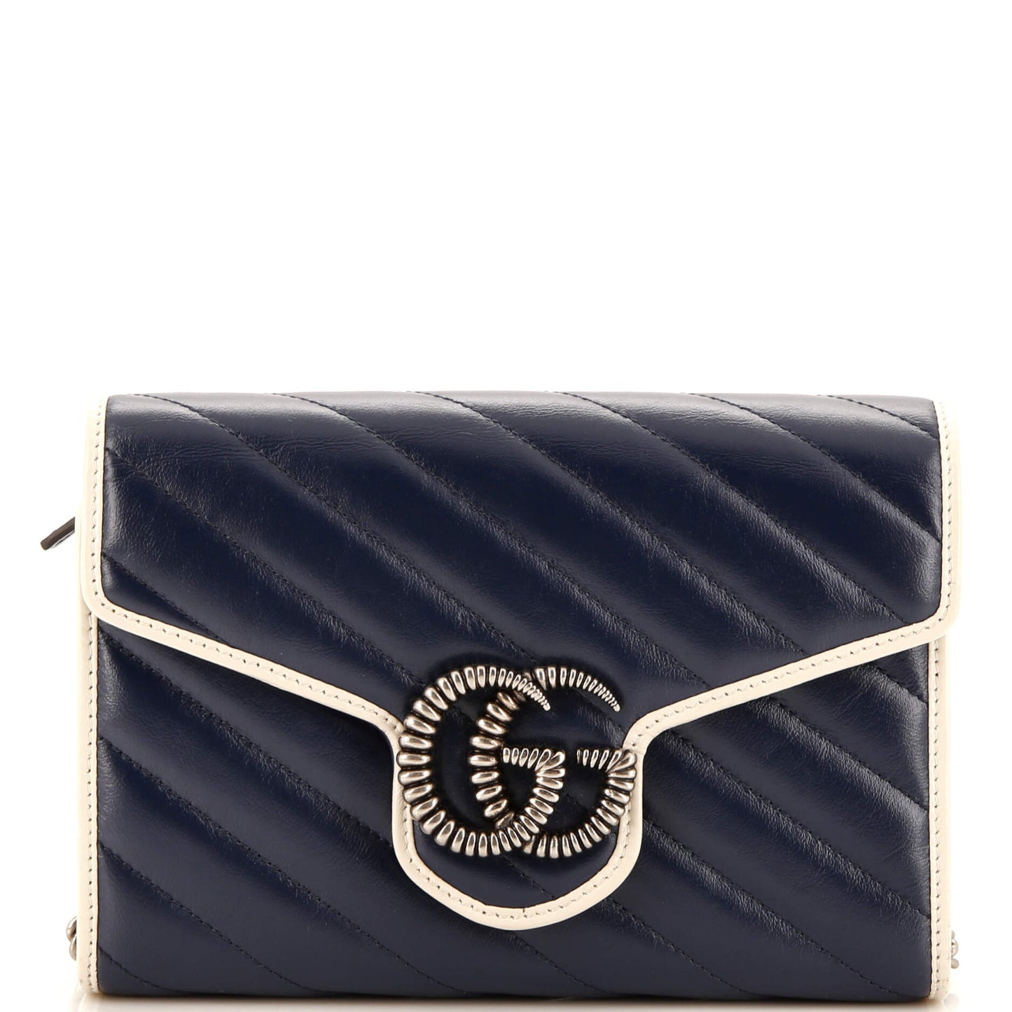 Luxury Gucci Trending 2025 GG Marmont Chain Wallet Diagonal Quilted Leather Mini